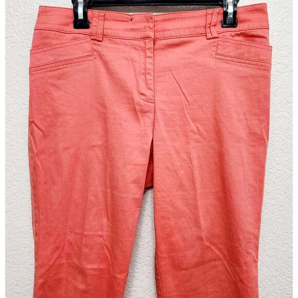 Tribal Orange Coral Stretch Extensible Flat Front Cropped Pants 10 Lightweight - Picture 2 of 5